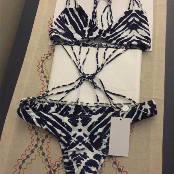 MIKOH Seychelles Monolini Halter One Piece Blue - Picture 3 of 4